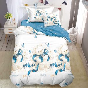 Lenjerie de pat o persoana din bumbac finet – 4 piese fara elastic | Confort si calitate pentru somnul tau | COD 0229-SI