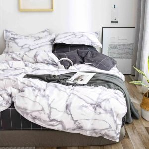 Lenjerie de pat din bumbac satinat 4 piese cu elastic – rafinament si confort in dormitorul tau | COD 2186-SI