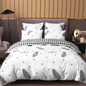 Lenjerie de Pat Bumbac Satinat – Set 4 Piese, Moale, Eleganta și Confortabila | 1020-SI