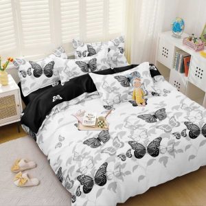 Lenjerie de Pat Bumbac Satinat – Set 4 Piese, Moale, Eleganta și Confortabila | 1029-SI