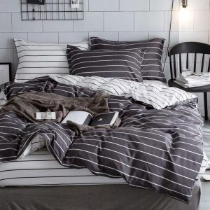 Lenjerie de pat din bumbac satinat 4 piese cu elastic – rafinament si confort in dormitorul tau | COD 0275-SI