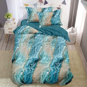 Lenjerie de pat o persoana din bumbac finet – 4 piese fara elastic | Confort si calitate pentru somnul tau | COD 0227-SI