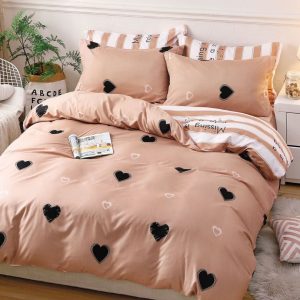 Lenjerie de pat din bumbac satinat 4 piese cu elastic – rafinament si confort in dormitorul tau | COD 2183-SI