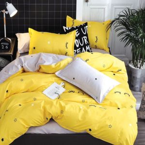 Lenjerie de pat din bumbac satinat 4 piese cu elastic – rafinament si confort in dormitorul tau | COD 0273-SI