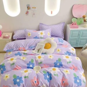Lenjerie de Pat Bumbac Finet cu Elastic – Set 6 Piese, Moale și Confortabil | 5011-SI