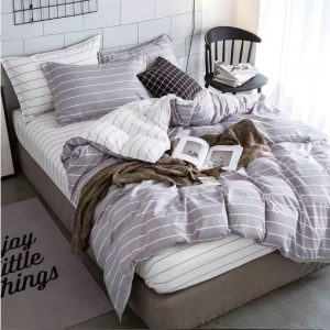 Lenjerie de pat din bumbac satinat 4 piese cu elastic – rafinament si confort in dormitorul tau | COD 2181-SI