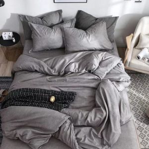 Lenjerie de pat din bumbac satinat 4 piese cu elastic – rafinament si confort in dormitorul tau | COD 0263-SI