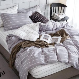 Lenjerie de pat din bumbac satinat 4 piese cu elastic – rafinament si confort in dormitorul tau | COD 0261-SI