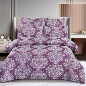 Lenjerie de Pat Jacquard cu Elastic – Set 6 Piese | Eleganta, Calitate si Fixare Perfecta | COD 0363-SI