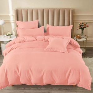 Lenjerie de Pat Bumbac Finet cu Elastic – Set 6 Piese, Moale și Confortabil, COD: 2146-SI