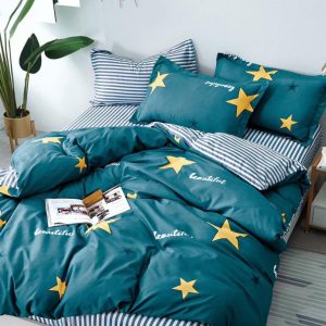 Lenjerie de pat din bumbac satinat 4 piese cu elastic – rafinament si confort in dormitorul tau | COD 0259-SI