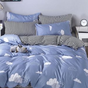 Lenjerie de pat din bumbac satinat 4 piese cu elastic – rafinament si confort in dormitorul tau | COD 0257-SI