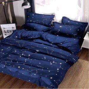 Lenjerie de pat din bumbac satinat 4 piese cu elastic – rafinament si confort in dormitorul tau | COD 0255-SI