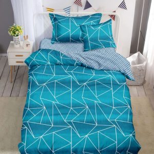 Lenjerie de pat o persoana din bumbac finet – 4 piese fara elastic | Confort si calitate pentru somnul tau | COD 0208-SI