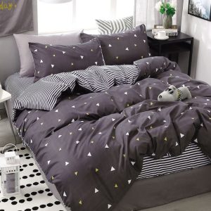 Lenjerie de pat din bumbac satinat 4 piese cu elastic – rafinament si confort in dormitorul tau | COD 2205-SI