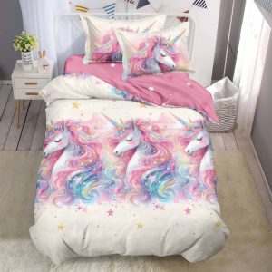 Lenjerie de Pat 1 Persoana Finet 4 Piese – Set Moale și Calduros pentru Confort Maxim, COD: 2124-SI