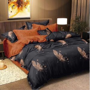 Lenjerie de pat din bumbac satinat 4 piese cu elastic – rafinament si confort in dormitorul tau | COD 2209-SI