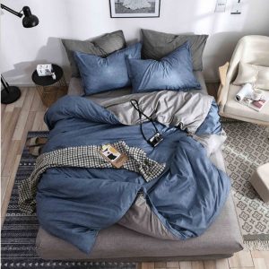 Lenjerie de pat din bumbac satinat 4 piese cu elastic – rafinament si confort in dormitorul tau | COD 2202-SI