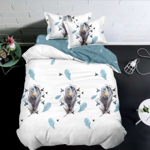 Lenjerie de pat o persoana din bumbac finet – 4 piese fara elastic | Confort si calitate pentru somnul tau | COD 0246-SI