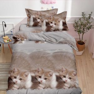 Lenjerie de Pat din Bumbac Satinat cu Elastic 3D - Set 4 Piese – Eleganta si Confort in Dormitorul Tau | COD 0377-SI