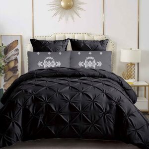 Lenjerie de pat bumbac finet delux cu elastic – Set 6 piese premium | COD 0164-PR