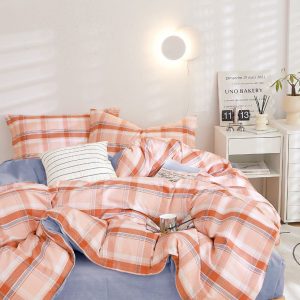 Lenjerie de Pat din Bumbac 100% cu Elastic – Set 4 Piese | COD 0107-PR