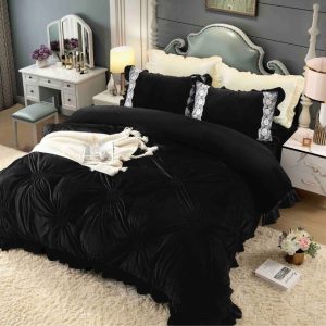 Lenjerie de Pat Catifea cu Elastic – Set 4 Piese pentru Eleganta si Confort Desavarsit | COD 0894-J