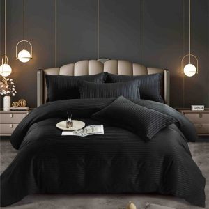 Lenjerie de Pat Damasc cu Elastic – 6 Piese | Eleganta si Rafinament in Dormitorul Tau | COD 0947-J