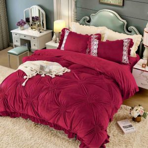 Lenjerie de Pat Catifea cu Elastic – Set 4 Piese pentru Eleganta si Confort Desavarsit | COD 0896-J