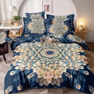 Lenjerie de Pat 1 Persoana 3D - Bumbac Finet cu Elastic, 4 Piese | Confort si Design Modern | COD 0917-J