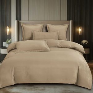 Lenjerie de Pat Damasc cu Elastic – Set 6 Piese | Rafinament si Confort in Dormitorul Tau | COD 0343-SI