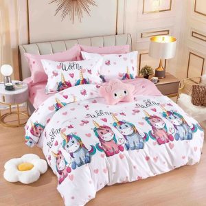 Lenjerie de Pat Bumbac Finet pentru o Persoană – 4 Piese | Confort și Calitate pentru Somn Odihnitor | COD 1048-J