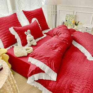 Lenjerie de Pat Finet Creponat – 6 Piese | Confort si Eleganta pentru Dormitorul Tau | COD 1087-J