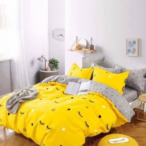 Lenjerie de Pat Bumbac Finet pentru o Persoană – 4 Piese | Confort și Calitate pentru Somn Odihnitor | COD 1080-J