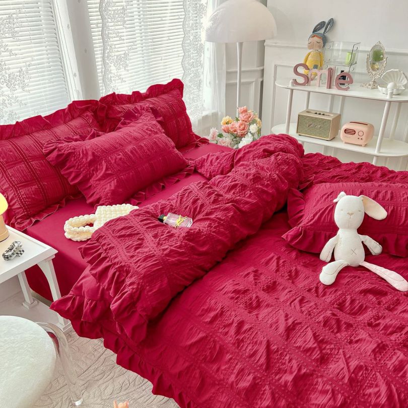 Lenjerie de Pat Finet Creponat – 6 Piese | Confort si Eleganta pentru Dormitorul Tau | COD 1091-J