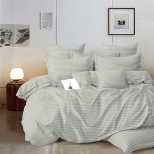 Lenjerie de Pat Damasc cu Elastic – 6 Piese | Eleganta si Rafinament in Dormitorul Tau | COD 0271-A