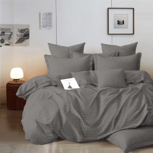 Lenjerie de Pat Damasc cu Elastic – 6 Piese | Eleganta si Rafinament in Dormitorul Tau | COD 0272-A