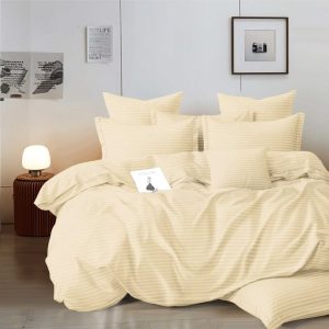 Lenjerie de Pat Damasc cu Elastic – 6 Piese | Eleganta si Rafinament in Dormitorul Tau | COD 0275-A