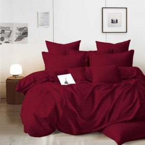 Lenjerie de Pat Damasc cu Elastic – 6 Piese | Eleganta si Rafinament in Dormitorul Tau | COD 0284-A