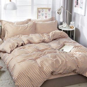 Lenjerie de Pat Bumbac Satinat cu Elastic – 4 Piese | Confort si Eleganta | COD 1249 - S