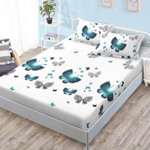 Husa de Pat din Bumbac Finet – Set 3 Piese pentru Confort si Eleganta | COD 1076-S
