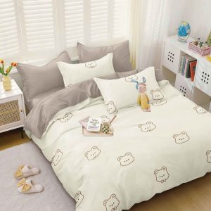 Set lenjerie de pat bumbac satinat 4 piese – Design rafinat și textura delicata, Cod 0922-S