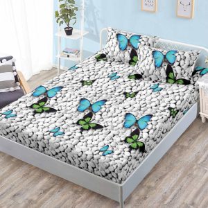 Husa de Pat din Bumbac Finet – Set 3 Piese pentru Confort si Eleganta | COD 1067-S
