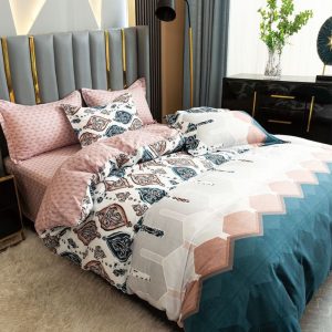 Set lenjerie de pat bumbac satinat 4 piese – Design rafinat și textura delicata, Cod 0929-S