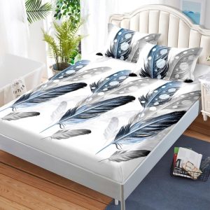 Husa de Pat din Bumbac Finet – Set 3 Piese pentru Confort si Eleganta | COD 1105-S