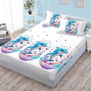 Husa de Pat din Bumbac Finet – Set 3 Piese pentru Confort si Eleganta | COD 1124-S