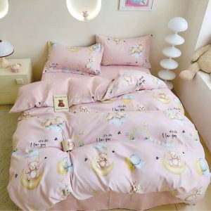 Lenjerie de Pat Bumbac Finet 1 Persoana – 4 Piese. Confort Premium si Design Modern | COD 1209-S