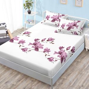 Husa de Pat din Bumbac Finet – Set 3 Piese pentru Confort si Eleganta | COD 1071-S