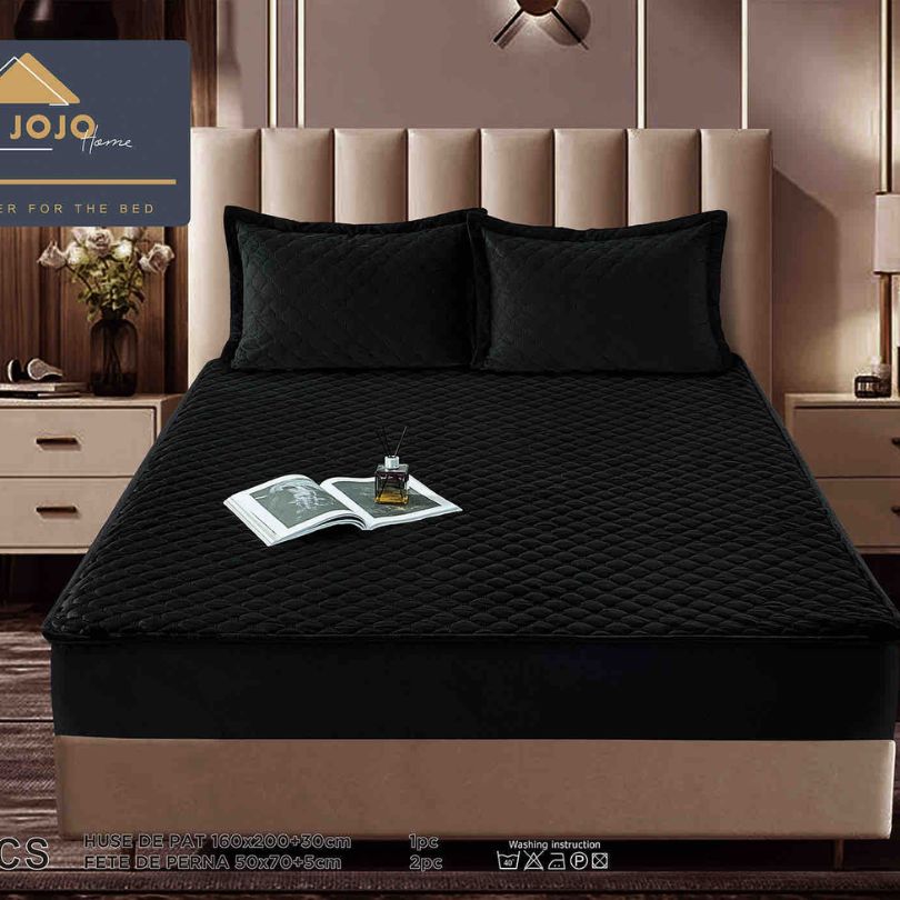 Husa de pat topper catifea – Set complet 3 piese, confort si eleganta pentru patul tau 160X200cm | COD 1544J