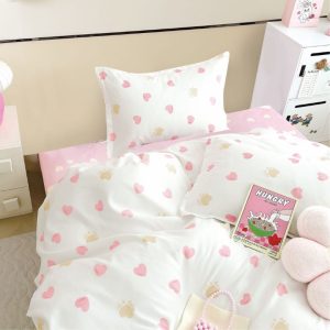 Lenjerie de Pat Bumbac Finet 1 Persoana – 4 Piese. Confort Premium & Design Modern | COD 0673-S